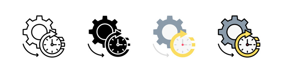 Operational Time Multi Style Icon Set Vector 