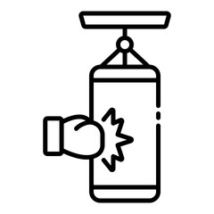 Punching bag outline icon for boxing and strength training