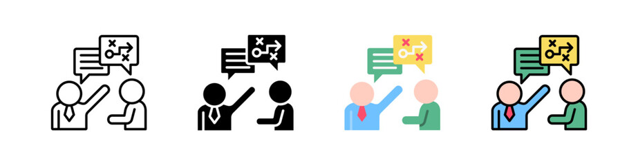 Communication Strategy Multi Style Icon Set Vector 