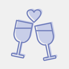 Icon romantic date. Valentine day celebration elements. Icons in two tone style. Good for prints, posters, logo, party decoration, greeting card, etc.