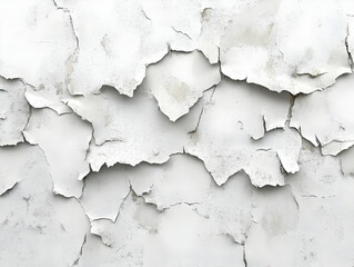 Obraz premium Close-up of a weathered white wall with peeling paint, showcasing texture and history in urban or rustic environments.