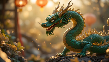 Fototapeta premium High fashion shot of majestic fantasy dragon background desktop wallpaper magic fairy tale