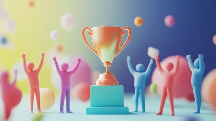 Achievement Icon Showcasing Team Goals in 3D Floating Design