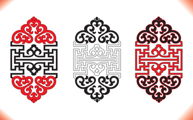 Buryad Mongolian traditional ornament vector illustration set