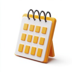 Minimalist 3D Icon of Calendar with Marked Breaks and Clean Design