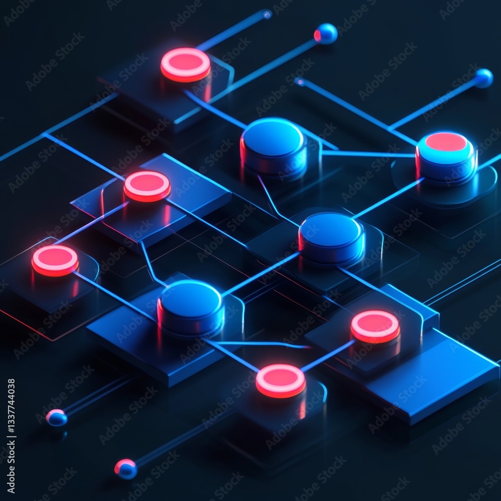 Poster 3d abstract workflow icon for collaboration in modern design