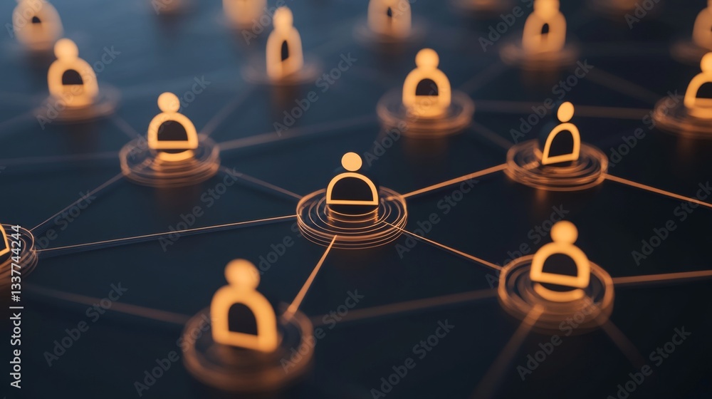 Poster abstract 3d business networking icon concept with connections