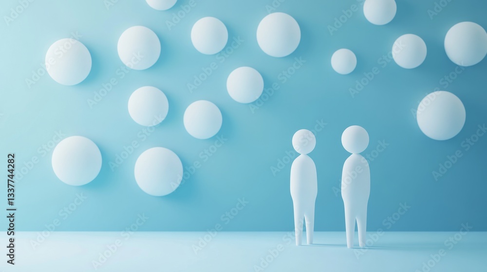 Poster abstract business concept with figures and 3d circles in background