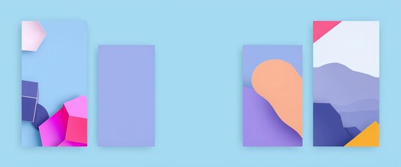 Fototapeta premium Editable Instagram story templates featuring geometric shapes for product promotion, mobile app banners, and web design, branding, social media template