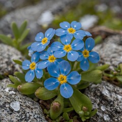 Nature's Harmony: Forget-Me-No ts Nestled in Alaska's Mountain Majesty