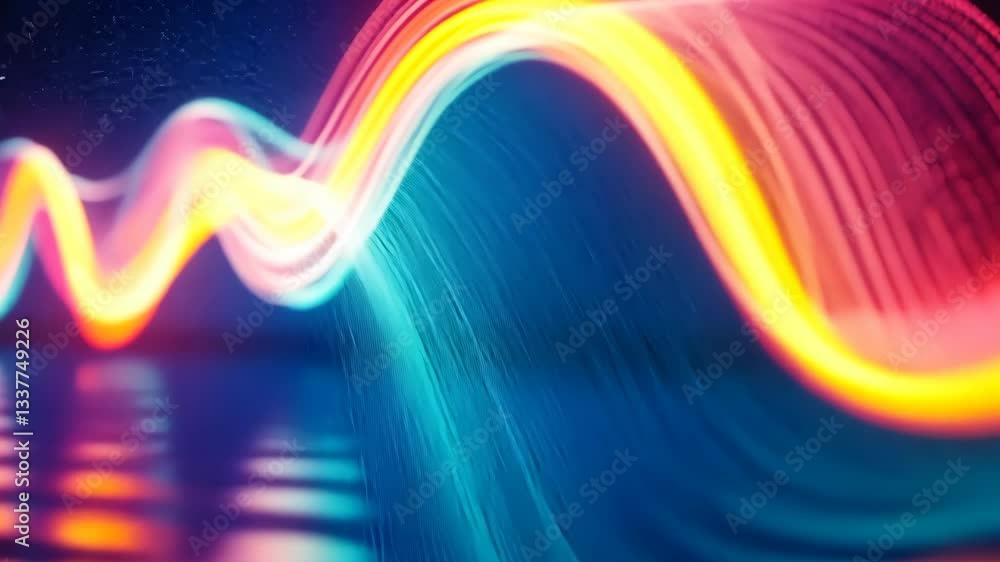 Poster colorful wave of light patterns creating a vibrant digital abstract artwork