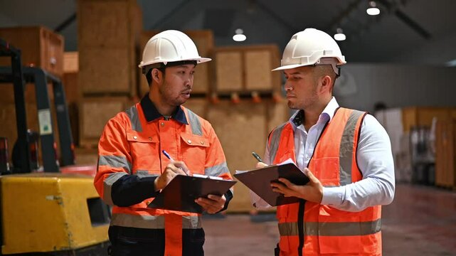 Warehouse inspectors and factory architects are checking the layout of goods to prevent them from falling and being damaged.