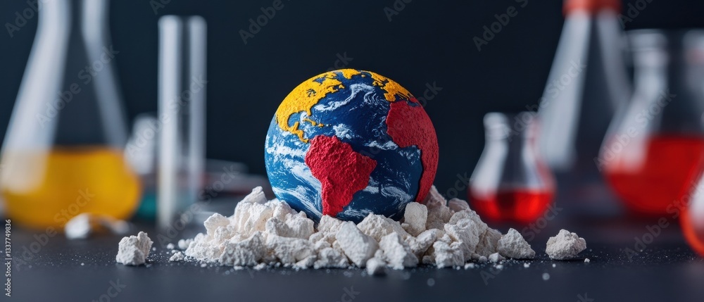 Poster eco-innovation labs miniature global climate insights - cutting-edge environmental research visualiz