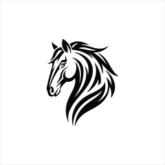 Silhouette of a running horse head in vector style