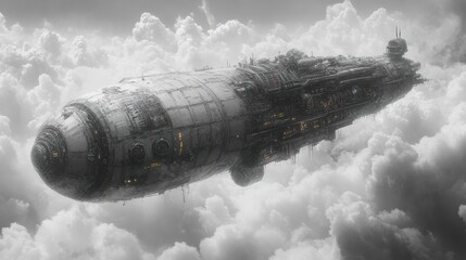 Airship, cloudscape, flying, steampunk, fantasy, sci-fi, artwork, concept, design, illustration