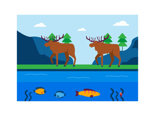 Ecosystem illustration. Flat vector illustration concept