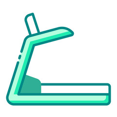 Treadmill machine green filled line icon for cardio and running workouts