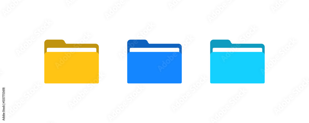 Fototapete folder icon, file document archive icon sign - data storage folder file document icon button | yellow, blue folder sign