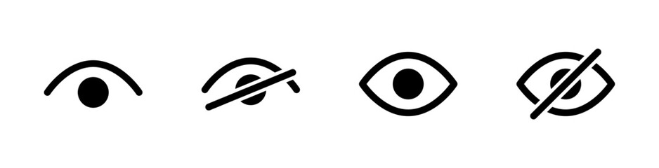 eye icon set. vision icon, see view icons - eyesight symbol - invisible eye hide icon, incognito icon no eye view hidden icon set. vision icon, unsee icons