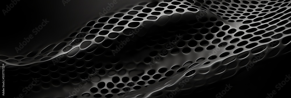 Poster abstract dark metal mesh surface forming wave pattern background