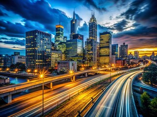 Obraz premium Night City Skyline - Vibrant Urban Landscape Photography