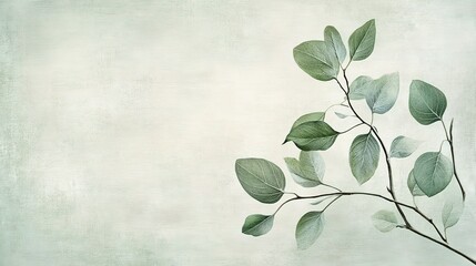 Obraz premium Delicate Botanical Illustration of Spring Leaves on Soft Background