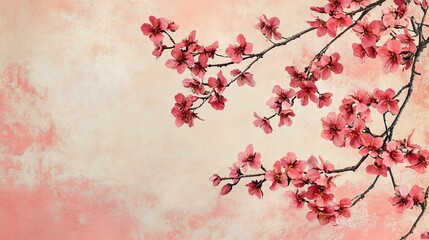 Soft Pink Blossom Design with Artistic Border for Elegant Decor