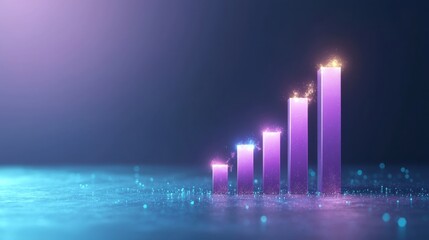 Fototapeta premium marketing Pie Chart or Bar Chart A 3D bar graph with glowing highlights, representing impressive growth, successful marketing campaigns, and significant achievements in business performance.