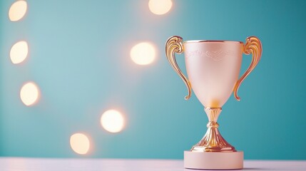 competitive Trophy and Award A close up of a trophy with engraved text, highlighting specific achievements, personalized awards, and commemorating significant milestones in a competitive journey.