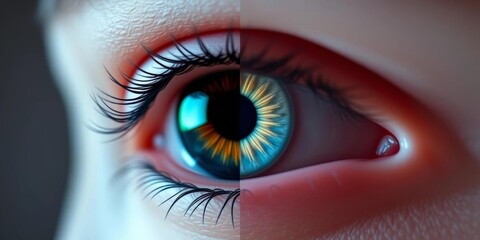 Eye icon toggling between visible and blind states, representing privacy settings,  sight, computer