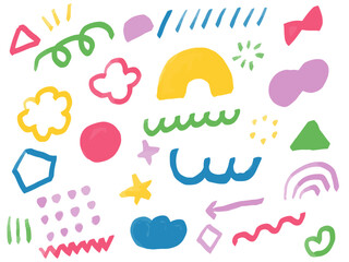 手描きあしらいセット　幾何学模様　カラフル　パターン