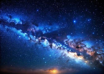 Night Sky Starry Background with Copy Space - Dark Blue Galaxy Photography