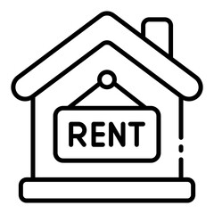 House rent outline icon for real estate leasing and rental properties