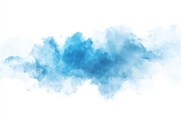 Abstract blue cloud formation against a white background. Soft, hazy, and ethereal