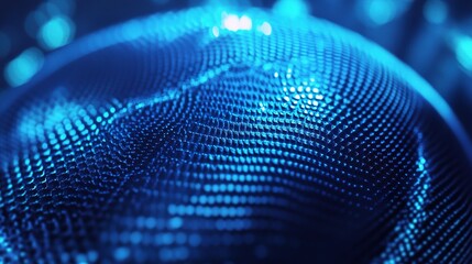 Close-Up Texture of Glowing Blue Basketball Surface in Detail
