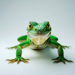 Fototapeta premium Exotic Reptile with Sharp Claws and Striking Eyes on a White Background