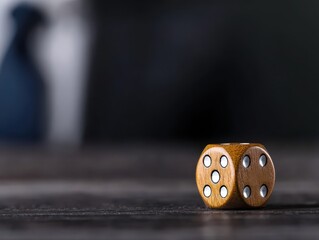 A close-up of wooden dice on a textured surface, symbolizing chance and gaming.