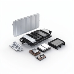 A close up of a car engine with the hood open