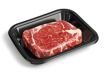 Black Plastic Tray with Fresh Red Meat for Supermarket Display