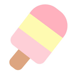 a vector ice cream with three colors pink, yellow, and red