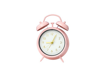 PNG, Alarm o’clock, pink clock, isolated on white background