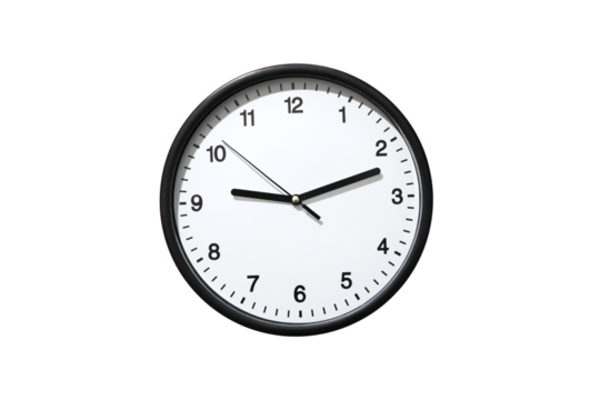 PNG, Alarm o’clock, black wall clock, isolated on white background