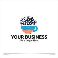 A sleek and elegant logo with a coral reef silhouette forming a coffee cup for your Business