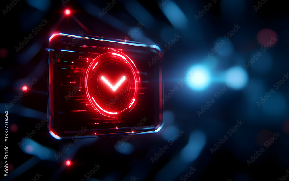 Poster a glowing red arrow icon is set against a dark, futuristic background, symbolizing digital navigatio