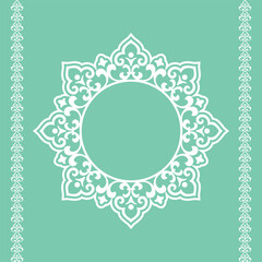 Decorative frame Elegant vector element for design in Eastern style, place for text. Floral green and white border. Lace illustration for invitations and greeting cards