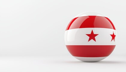 Naklejka premium A vibrant sphere featuring red and white stripes with stars, symbolizing identity.