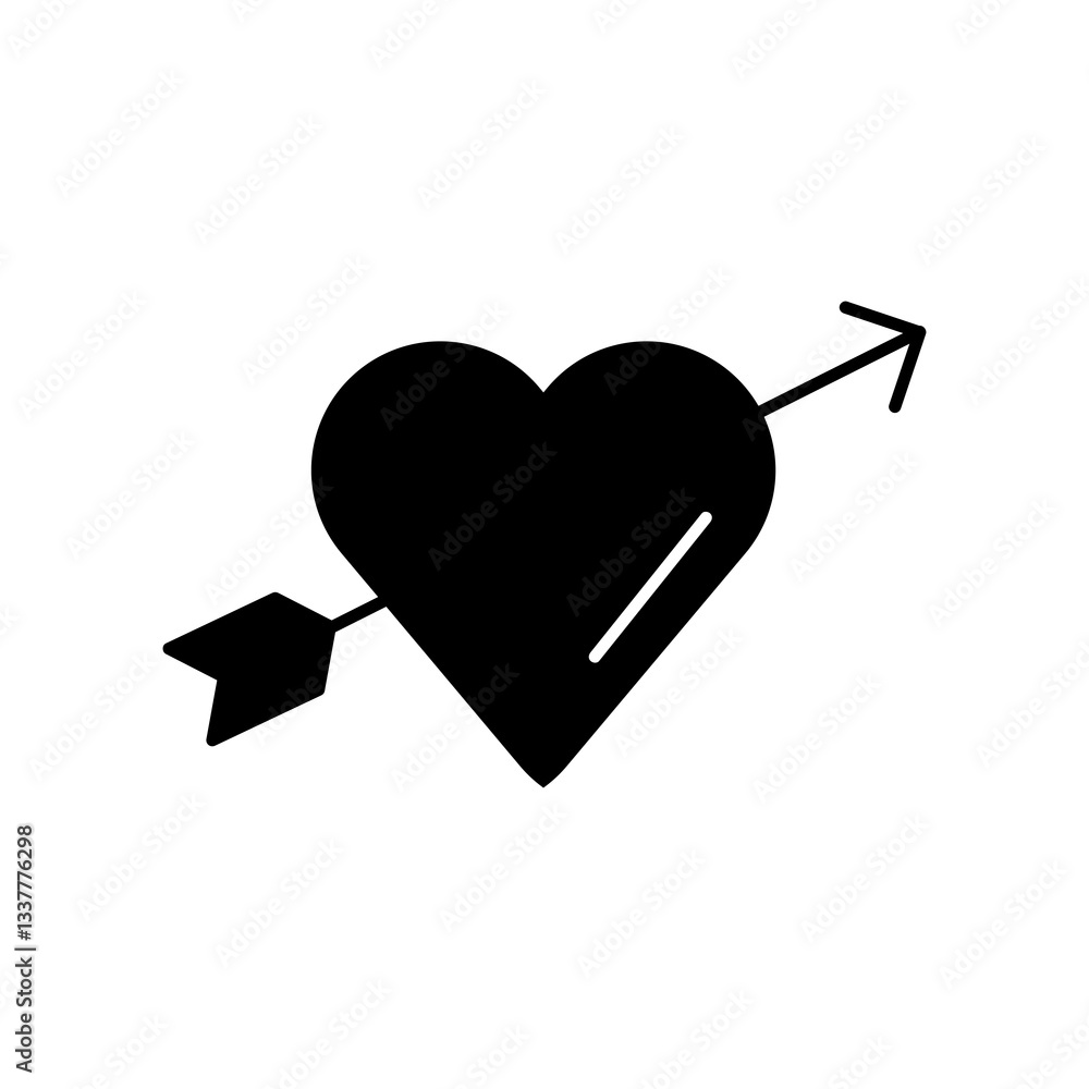 Poster heart arrow icon, vector simple linear illustration for web and app..eps