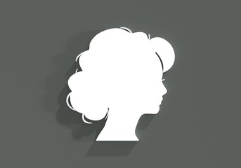Young woman face side view icon. Elegant silhouette of a female head. Avatar profile sign. 3D render