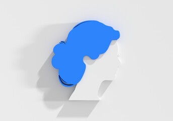 Young woman face side view icon. Elegant silhouette of a female head. Avatar profile sign. 3D render