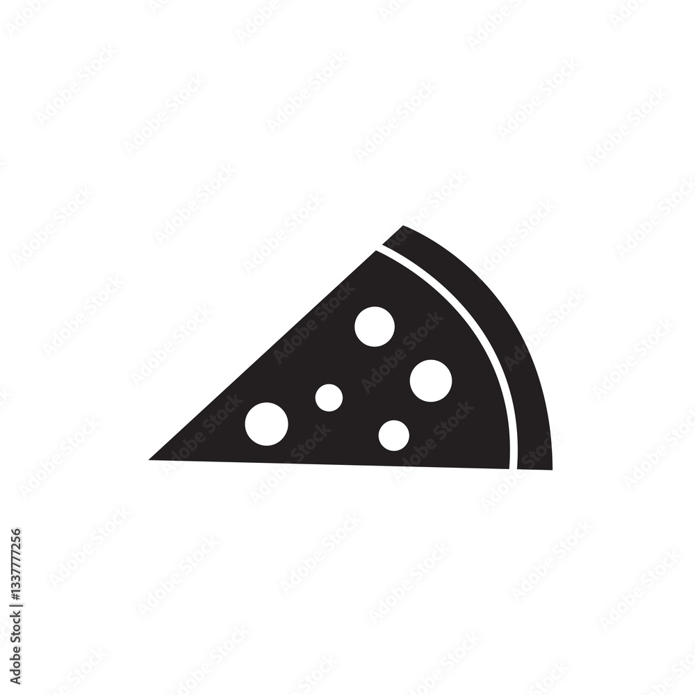 Aufkleber pizza slice icon vector simple black illustration for web and app..eps